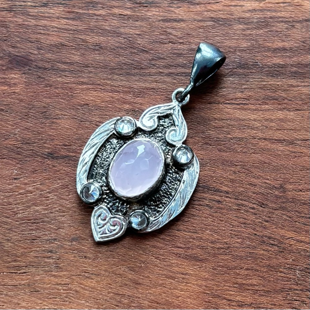 Sterling Silver Pendant with Pink Calcite Stone